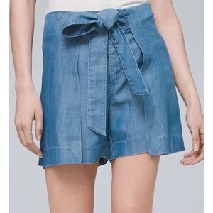 White House Black Market Chambray Tie Front Skort Size 10